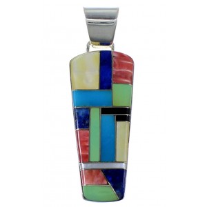Southwestern Multicolor Inlay Jewelry Silver Pendant PX41782