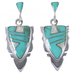 Turquoise And Opal Sterling Silver Earrings EX44488