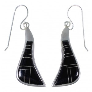 Jet Inlay Southwest Sterling Silver Earrings EX44501