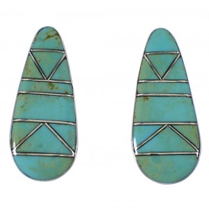 Turquoise Inlay Sterling Silver Earrings EX44833