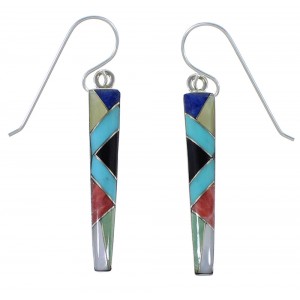 Multicolor Inlay Southwest Silver Earrings EX44867