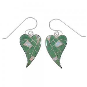 Southwestern Turquoise And Opal Inlay Heart Earrings CX46432