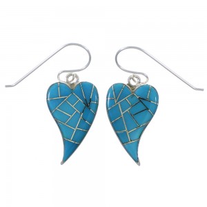 Sterling Silver Heart And Turquoise Hook Dangle Earrings CX46447