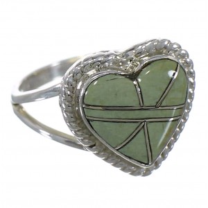 Turquoise Inlay Heart Silver Ring Size 4-3/4 EX42184