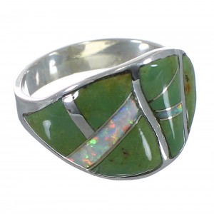 Turquoise And Opal Silver Southwest Ring Size 8-1/2 EX44722