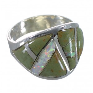 Sterling Silver Turquoise And Opal Inlay Ring Size 6-3/4 EX44731