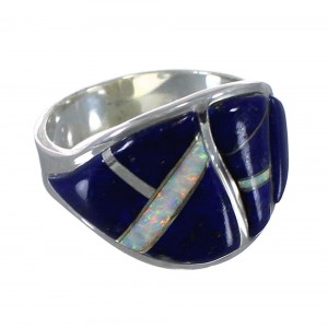 Sterling Silver Lapis And Opal Inlay Ring Size 7-1/4 EX44774