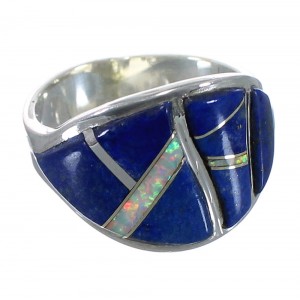 Southwestern Lapis And Opal Inlay Silver Ring Size 6 EX44779