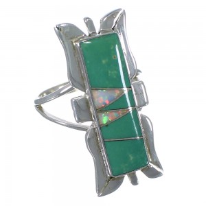 Opal And Turquoise Silver Southwest Ring Size 4-3/4 AX53673