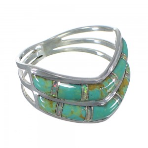 Turquoise And Opal Silver Southwestern Ring Size 5-3/4 AX53944