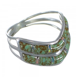 Silver Southwest Turquoise And Opal Inlay Ring Size 8-1/4 AX53955