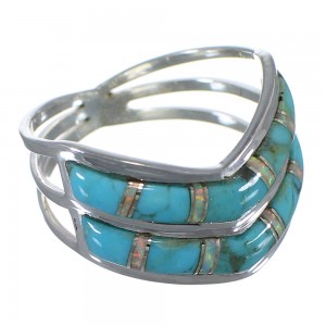 Opal Turquoise Inlay And Sterling Silver Ring Size 6-3/4 AX53965