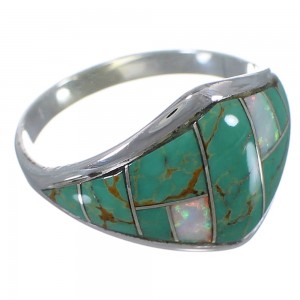 Turquoise And Opal Authentic Sterling Silver Ring Size 8-1/2 AX52304