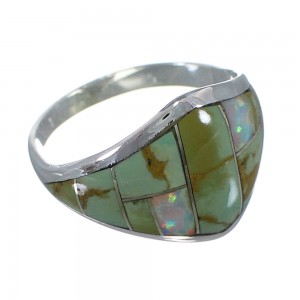 Opal And Turquoise Inlay Silver Ring Size 5-3/4 AX52320