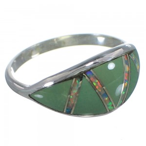 Turquoise And Opal Southwestern Sterling Silver Ring Size 5-1/4 AX52058