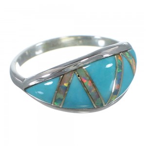 Sterling Silver Southwest Turquoise Opal Ring Size 5-3/4 AX52235