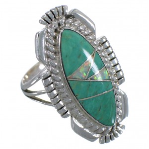 Southwest Silver Jewelry Turquoise Opal Ring Size 7-1/4 TX45587