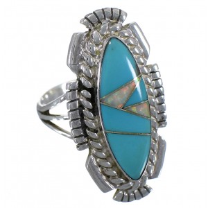 Opal Turquoise Sterling Silver Southwestern Ring Size 7-1/4 TX45738