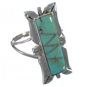 Southwest Turquoise Silver Ring Size 7-3/4 EX44245