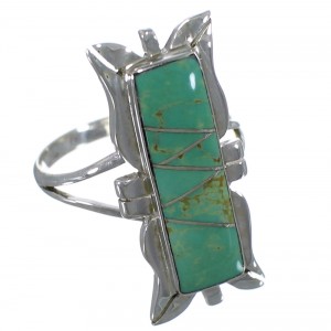 Turquoise Inlay Southwest Silver Ring Size 4-3/4 EX44271