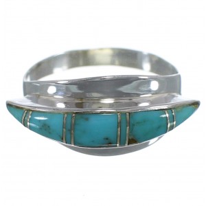 Turquoise Inlay Sterling Silver Ring Size 8-1/4 EX44917