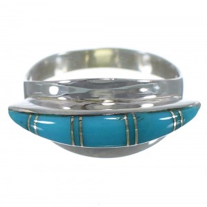 Genuine Sterling Silver And Turquoise Ring Size 7-1/4 EX44928