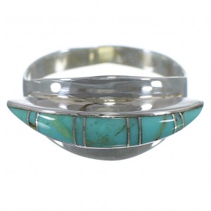 Turquoise Inlay Southwest Silver Ring Size 6-3/4 EX44996