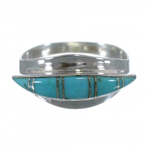 Turquoise Inlay Sterling Silver Ring Size 6-3/4 EX44997