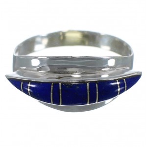 Lapis Inlay Genuine Sterling Silver Ring Size 7-3/4 EX45028