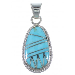 Genuine Sterling Silver Turquoise Inlay Pendant PX42957