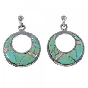 Southwest Turquoise And Opal Inlay Silver Earrings CX45703