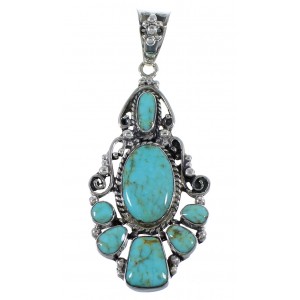 Southwest Genuine Sterling Silver Turquoise Pendant CX46017