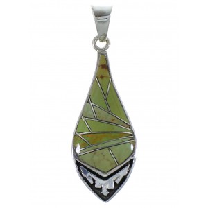 Southwest Sterling Silver Turquoise Inlay Pendant Jewelry CX46666