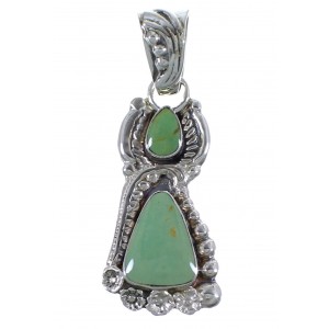 Southwest Turquoise Flower Sterling Silver Jewelry Pendant CX46673