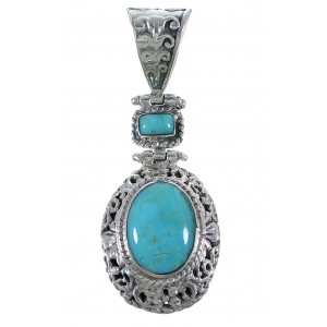 Southwestern Sterling Silver Turquoise Pendant CX46788