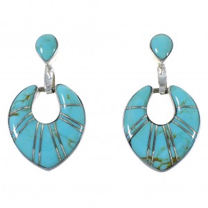 Turquoise Inlay Sterling Silver Earrings CX45085