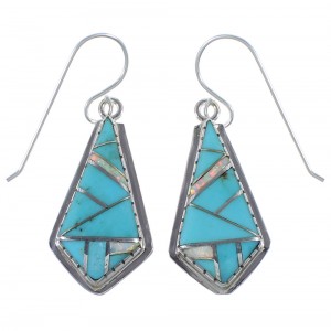 Southwest Silver Turquoise Opal Inlay Earrings CX45342