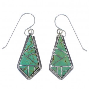 Turquoise Inlay Genuine Sterling Silver Earrings CX45344