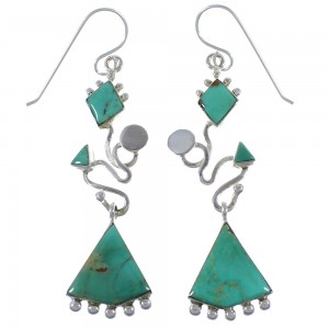 Southwest Silver And Turquoise Hook Dangle Earrings CX46916