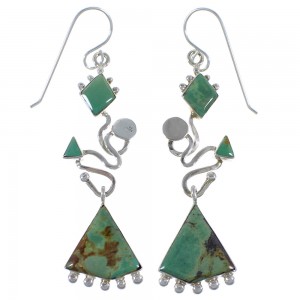 Turquoise And Silver Southwestern Hook Earrings CX46918