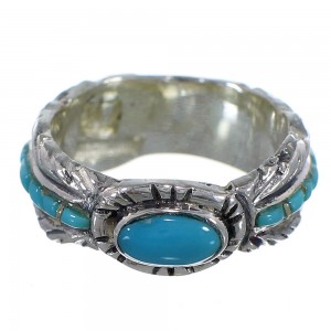 Turquoise Feather Jewelry Silver Ring Size 5-3/4 PX43768