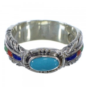 Multicolor And Silver Feather Ring Size 6-1/2 PX43803