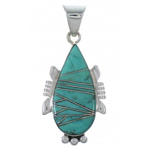 Turquoise Inlay Genuine Sterling Silver Pendant EX44406