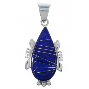 Lapis Inlay Sterling Silver Slide Pendant EX44428