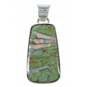 Southwestern Turquoise And Opal Silver Pendant EX44439