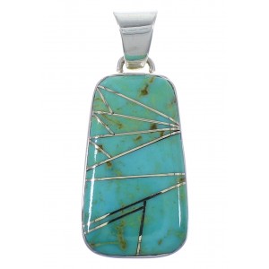 Turquoise Inlay Southwest Sterling Silver Pendant EX44452