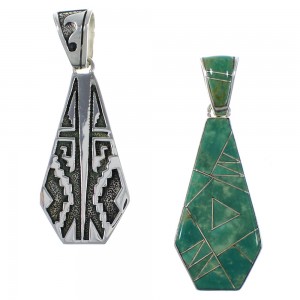 Turquoise Southwest Reversible Silver Pendant EX44470