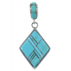 Turquoise Inlay Sterling Silver Slide Pendant EX44346