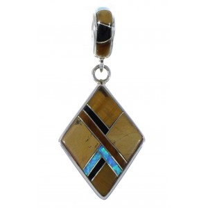 Tiger Eye And Multicolor Sterling Silver Pendant EX44351