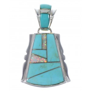 Turquoise And Opal Sterling Silver Pendant EX44357